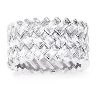 11M White Cubic Zirconia Platinum Over Silver Band