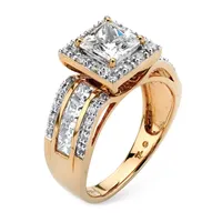 DiamonArt® Womens 2 1/ CT. T.W. White Cubic Zirconia 18K Gold Over Silver Engagement Ring