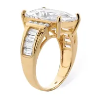 DiamonArt® Womens White Cubic Zirconia 14K Gold Over Silver Engagement Ring