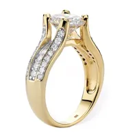 DiamonArt® Womens / CT. T.W. White Cubic Zirconia 14K Gold Over Silver Engagement Ring