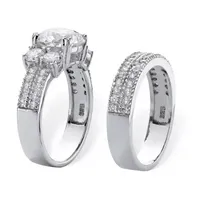 DiamonArt® Womens / CT. T.W. White Cubic Zirconia Platinum Over Silver Bridal Set