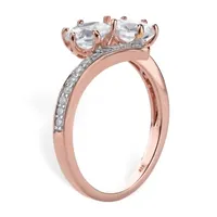 DiamonArt® Womens 2 1/5 CT. T.W. White Cubic Zirconia 18K Rose Gold Over Silver Cocktail Ring