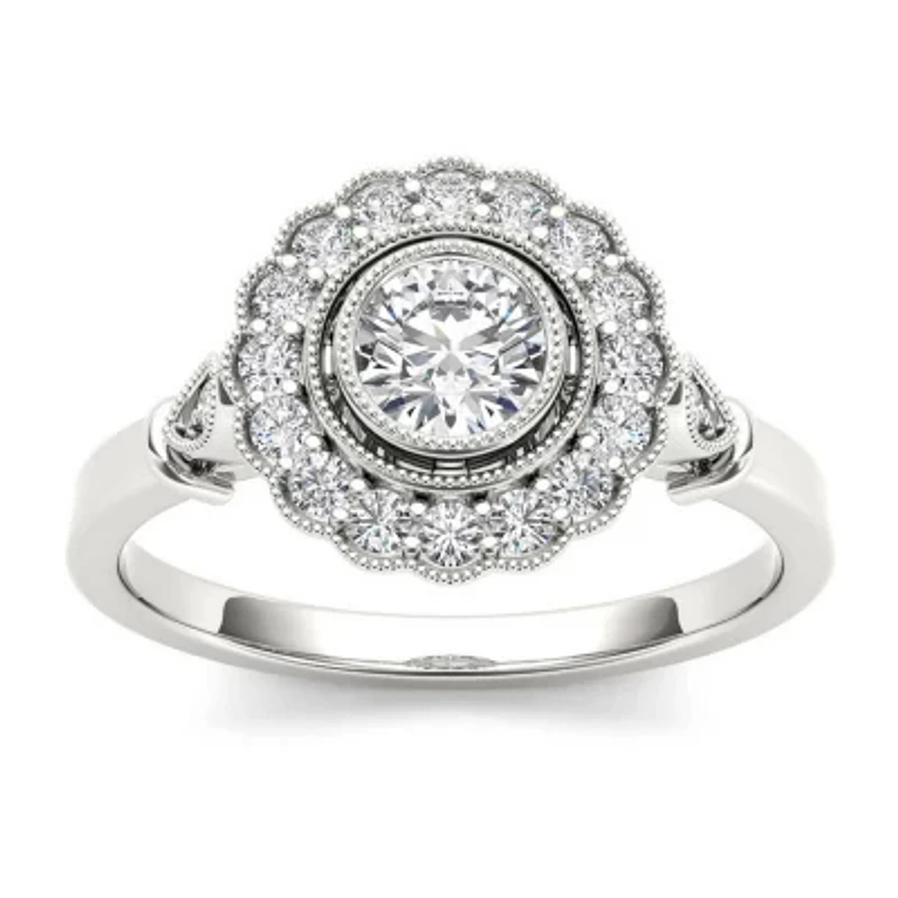 1/2 CT.T.W. Natural Diamond 10K White Gold Engagement Ring