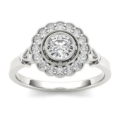 1/2 CT.T.W. Natural Diamond 10K White Gold Engagement Ring