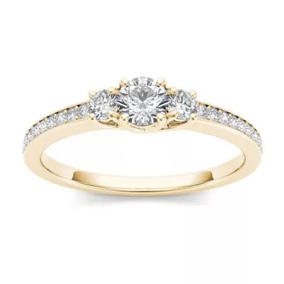 1/2 CT.T.W. Natural Diamond 14K Yellow Gold 3-Stone Engagement Ring