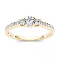 1/2 CT.T.W. Natural Diamond 14K Yellow Gold 3-Stone Engagement Ring