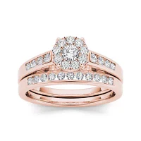 1/2 CT.T.W. Natural Diamond 10K Rose Gold Bridal Ring Set