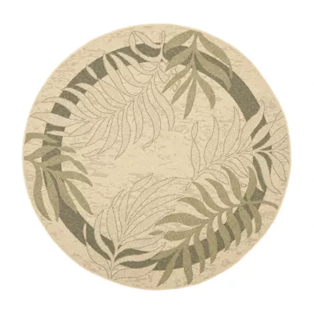 Safavieh Courtyard Collection Wilmer Floral Indoor/Outdoor Round Area Rug