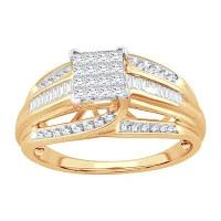 Womens / CT. T.W. Natural White Diamond 10K Gold Side Stone Engagement Ring