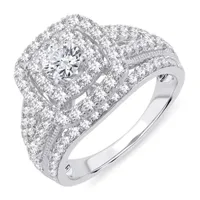 Womens CT. T.W. Natural White Diamond 10K Gold Cushion Halo Engagement Ring