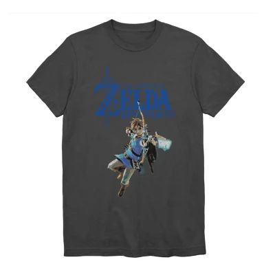 Mens Crew Neck Short Sleeve Regular Fit Zelda Graphic T-Shirt