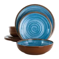 Elama Rippled Tides 12-pc. Melamine Dinnerware Set