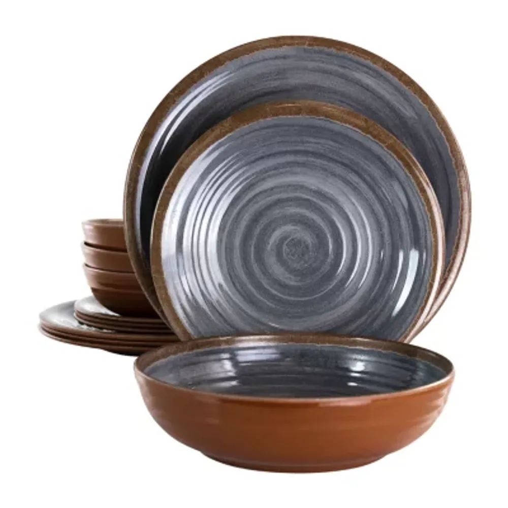 Elama Stone Oak 12-pc. Melamine Dinnerware Set