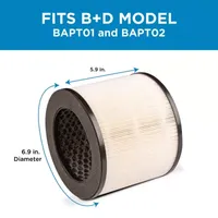 Black+Decker Replacement 3-Stage HEPA Filter for Air Purifiers