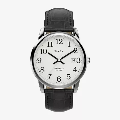 Timex Mens Black Leather Strap Watch Tw2w95400jt
