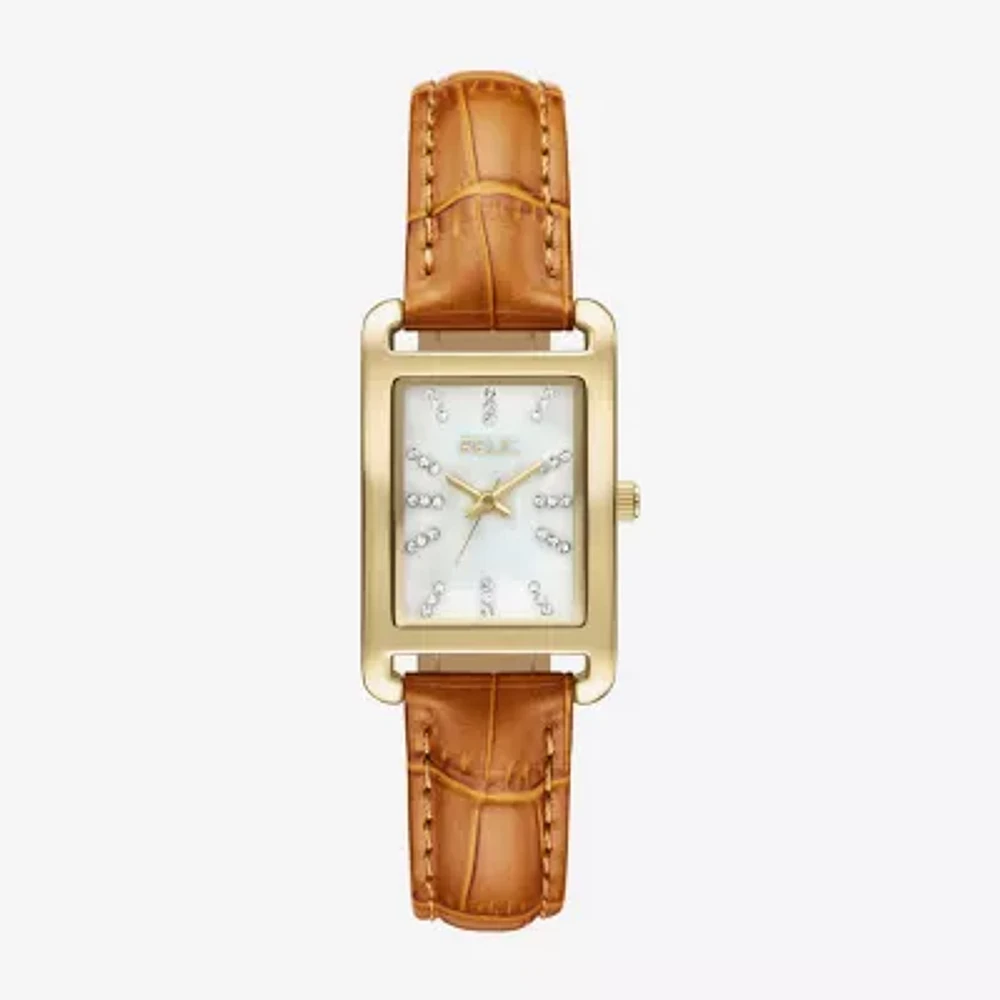 Relic By Fossil Womens Brown Leather Strap Watch Zr34670