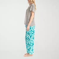 Muk Luks Womens Round Neck Short Sleeve 2-pc. Pajama Sets