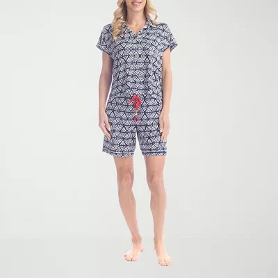 Ocean Pacific Womens Short Sleeve 2-pc. Shorts Pajama Set