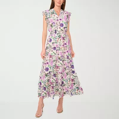 Sam And Jess Womens Short Sleeve Floral Maxi Dress