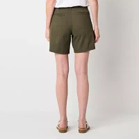 St. John's Bay Womens Mid Rise Chino Short-Tall