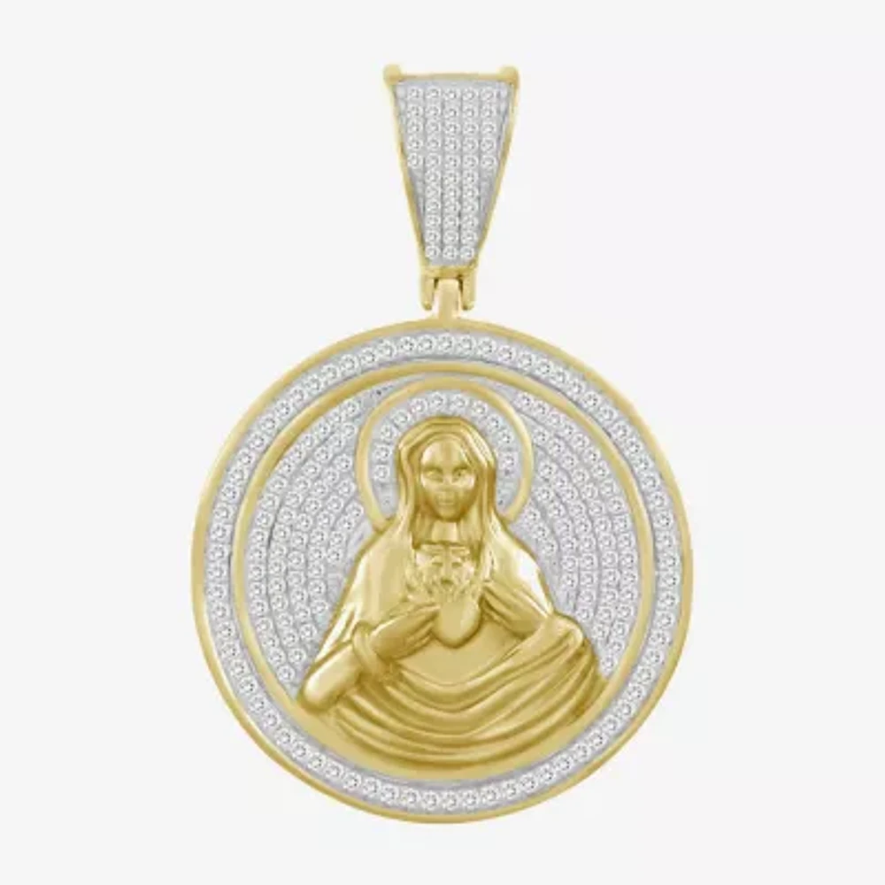 "Immaculate Heart Of Mary" Mens 1/2 CT. T.W. Natural White Diamond 10K Gold Pendants