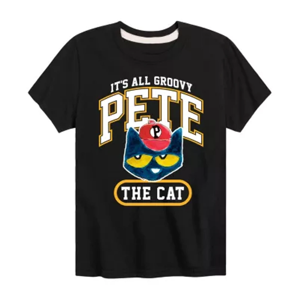 Little & Big Boys Crew Neck Short Sleeve Pete the Cat Graphic T-Shirt