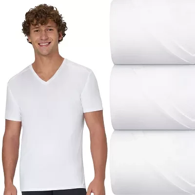 Hanes Moves X-Temp Performance Mens 3 Pack Short Sleeve V Neck Moisture Wicking T-Shirt