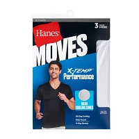 Hanes Moves X-Temp Performance Mens 3 Pack Short Sleeve V Neck Moisture Wicking T-Shirt