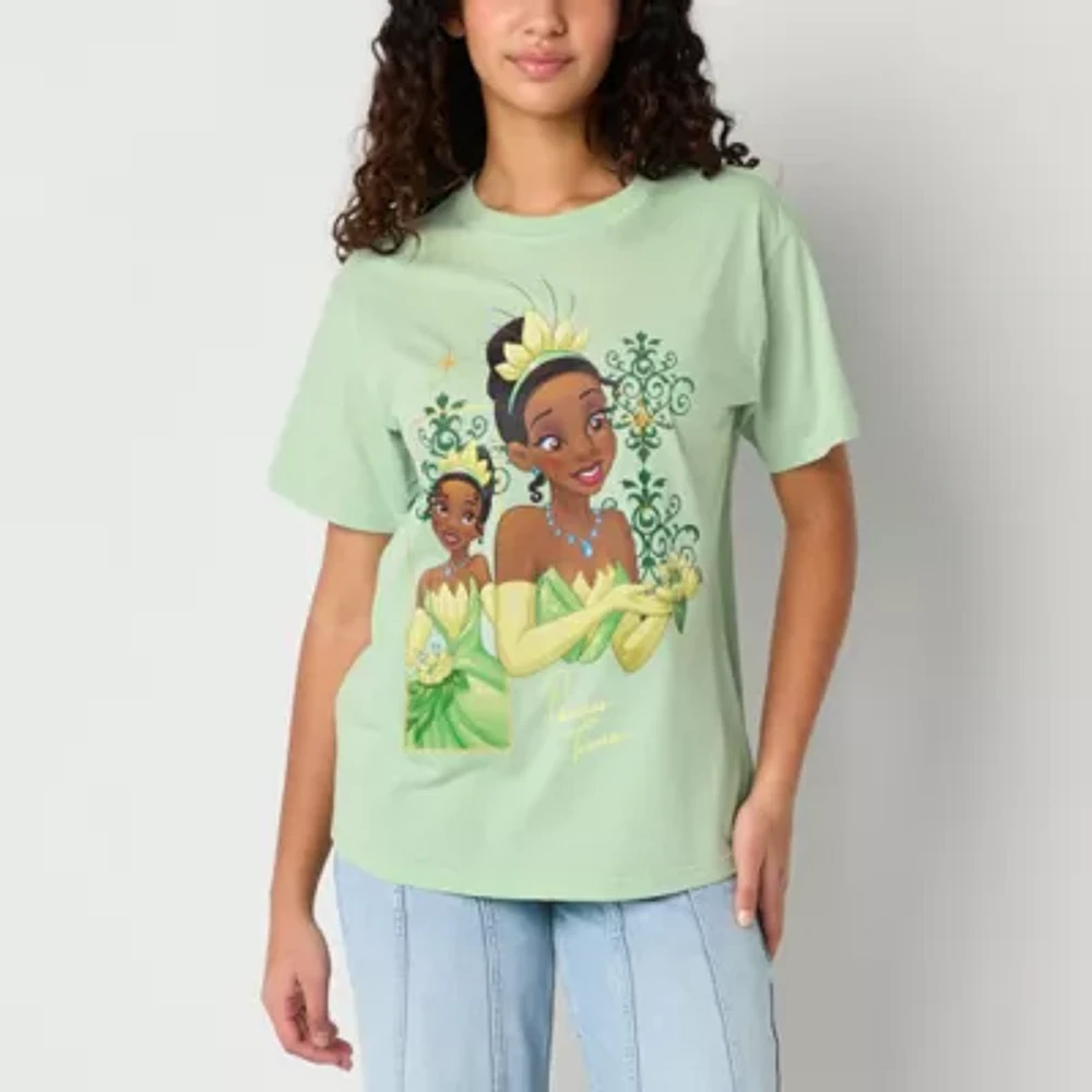 Juniors Disney Womens Crew Neck Short Sleeve Princess & The Frog Graphic T-Shirt