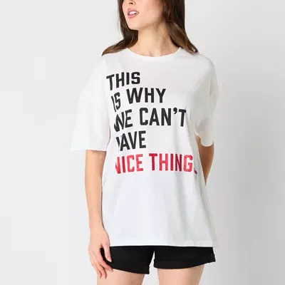 New World Juniors This Is Why We Can'T Have Nice Things Swift Oversized Tee Womens Crew Neck Short Sleeve Graphic T-Shirt