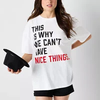 New World Juniors This Is Why We Can'T Have Nice Things Swift Oversized Tee Womens Crew Neck Short Sleeve Graphic T-Shirt