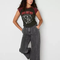 Juniors Fall Out Boy Raglan Tee Womens Crew Neck Short Sleeve Graphic T-Shirt