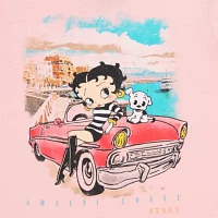 New World Juniors Betty Boop Amalfi Womens Crew Neck Short Sleeve Graphic T-Shirt