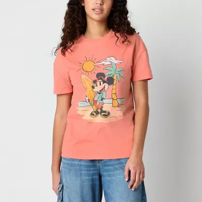 Juniors Surfer Mickey Boyfriend Tee Womens Crew Neck Short Sleeve and Friends Graphic T-Shirt
