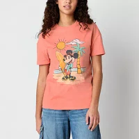 Juniors Surfer Mickey Boyfriend Tee Womens Crew Neck Short Sleeve and Friends Graphic T-Shirt
