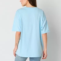 Juniors Beach Bliss Oversized Womens Crew Neck Short Sleeve Peanuts Snoopy Graphic T-Shirt