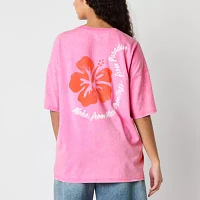 Juniors Aloha Hawaii Oversized Tee Womens Crew Neck Short Sleeve Graphic T-Shirt