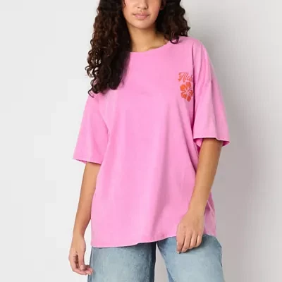 Juniors Aloha Hawaii Oversized Tee Womens Crew Neck Short Sleeve Graphic T-Shirt