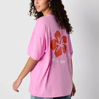 Juniors Aloha Hawaii Oversized Tee Womens Crew Neck Short Sleeve Graphic T-Shirt
