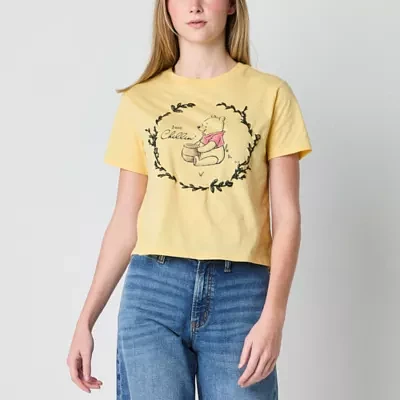 Juniors Womens Crew Neck Short Sleeve Winnie The Pooh Graphic T-Shirt