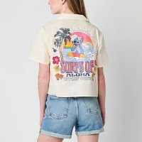 Womens Short Sleeve Lilo & Stitch Camp Shirt Juniors