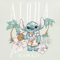 Juniors Womens Crew Neck Short Sleeve Lilo & Stitch Graphic T-Shirt