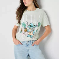 Juniors Womens Crew Neck Short Sleeve Lilo & Stitch Graphic T-Shirt