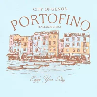 Juniors Portofino Boyfriend Tee Womens Crew Neck Short Sleeve Graphic T-Shirt