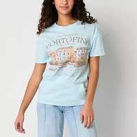 Juniors Portofino Boyfriend Tee Womens Crew Neck Short Sleeve Graphic T-Shirt