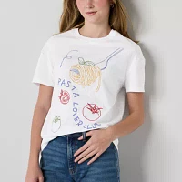 Juniors Pasta Club Boyfriend Tee Womens Crew Neck Short Sleeve Graphic T-Shirt