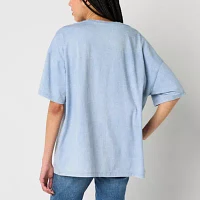 Juniors Celestial Oversized Tee Womens Crew Neck Short Sleeve Graphic T-Shirt