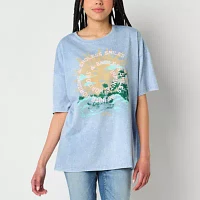 Juniors Celestial Oversized Tee Womens Crew Neck Short Sleeve Graphic T-Shirt