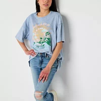 Juniors Celestial Oversized Tee Womens Crew Neck Short Sleeve Graphic T-Shirt