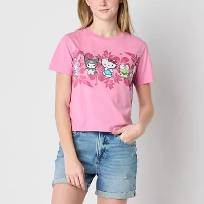 Juniors Womens Crew Neck Short Sleeve Hello Kitty Graphic T-Shirt